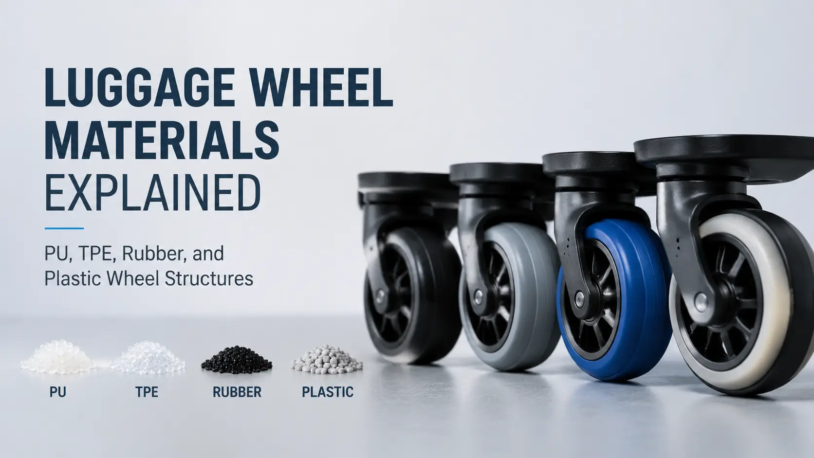 Luggage Wheel Materials Explained: PU, TPE, Rubber, and Plastic Wheel Structures